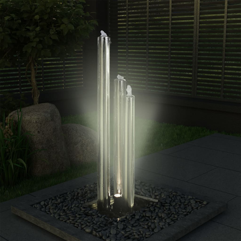Garden Fountain Silver 48 X 34 X 123 Cm Stainless Steel