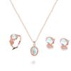 Blue Cyrstal Ring Necklace Earrings Set Wedding Jewelry Sets For Brides Pendant Earrings For Girls Women African Jewelry Sets