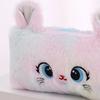 Kawaii Cat Large-capacity Zipper Pencil Bag, Beautiful Cartoon Creative Plush Pencil Bag for Girls  Stationery Storage Bag