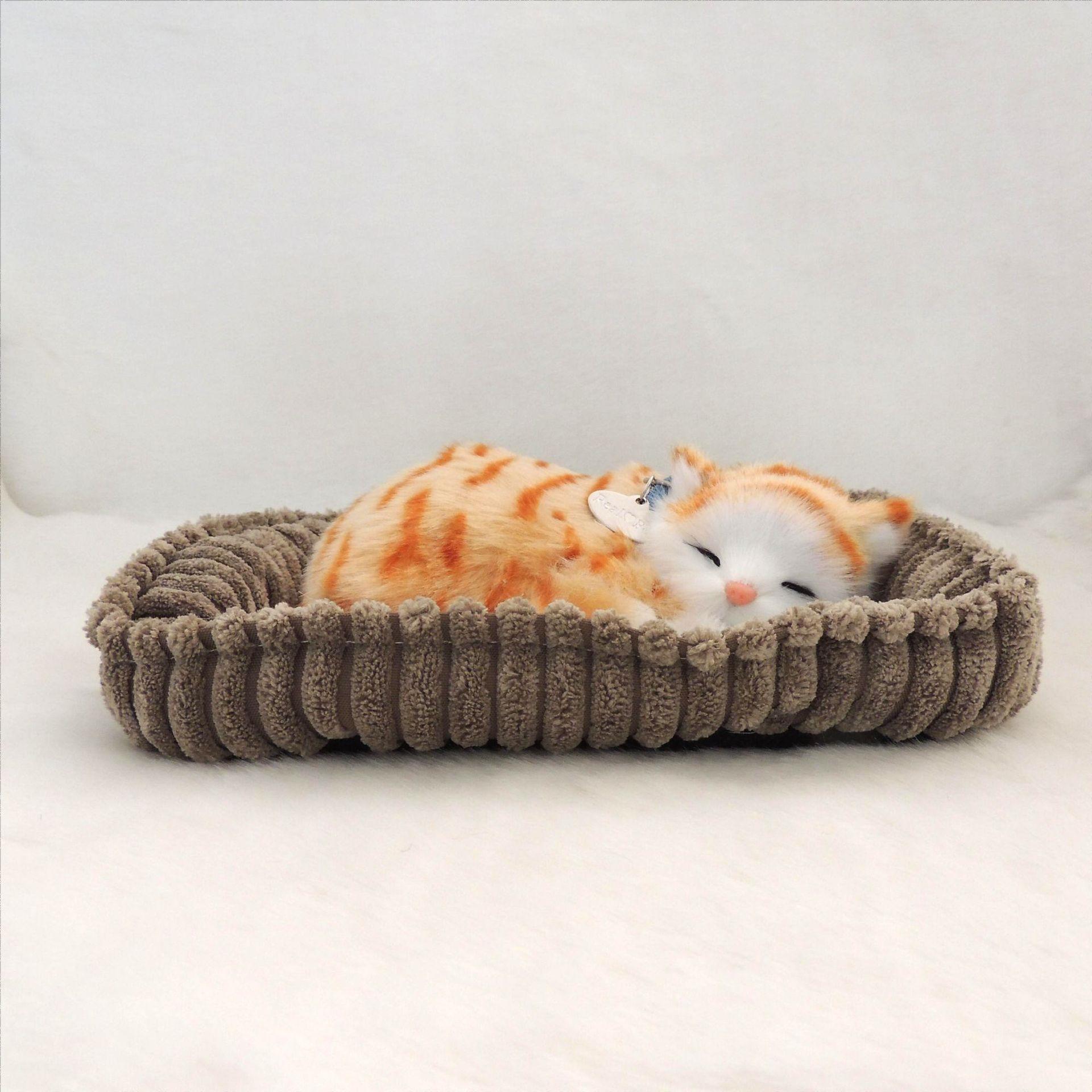Realistic Sleeping Cat Plush Ornament - Cute Car, Home & Desktop Decoration Gift