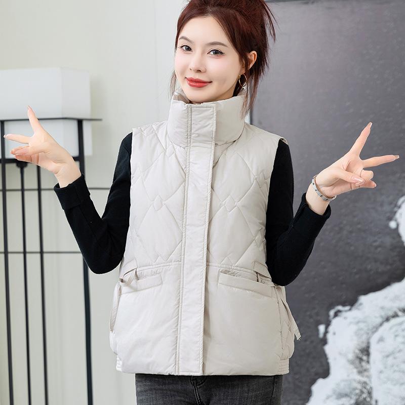 Fashionable and Warm Women's Winter Down Jacket with Stand Collar and Loose Vest