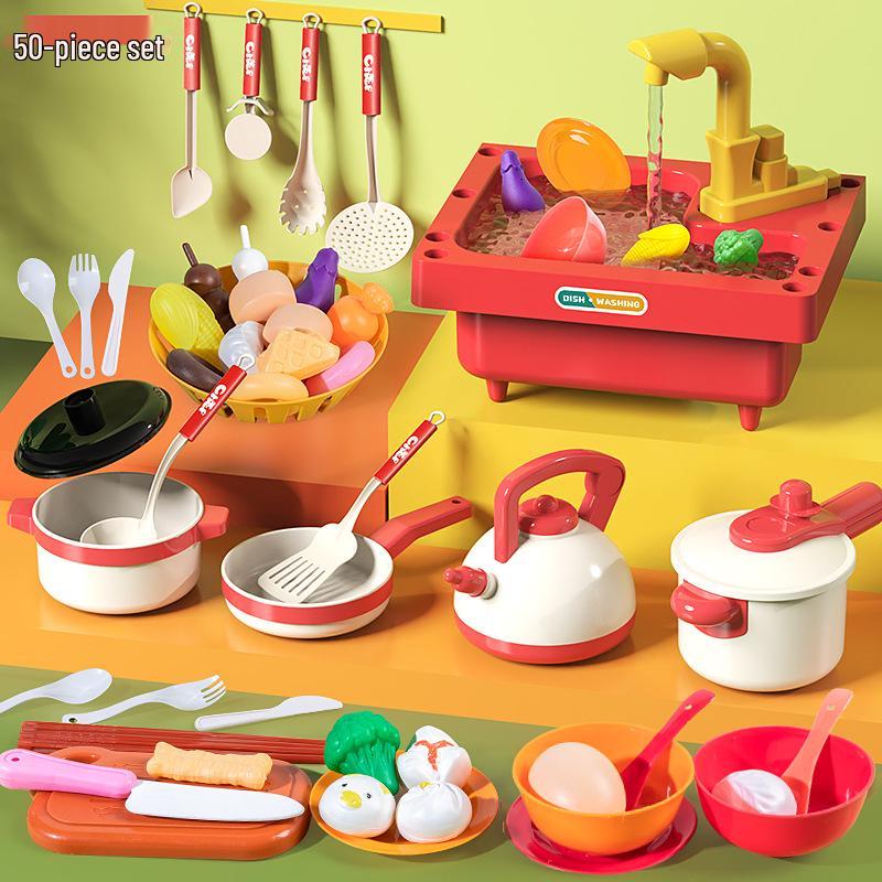 Mini Kitchen Playset for Girls: Dishwasher, Table, Sink & Fruit Toys for Ages 2-3