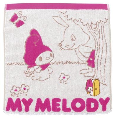Marushin Sanrio My Melody Hand 34 X 36 Logo Jacquard 3005028200 Towel, Cm, Melody, No-Twist Yarn, Towel,