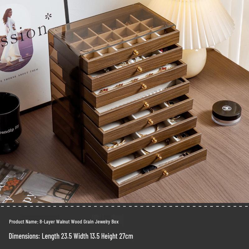 Walnut Jewelry Storage Box for Necklaces, Earrings, Bracelets, and More