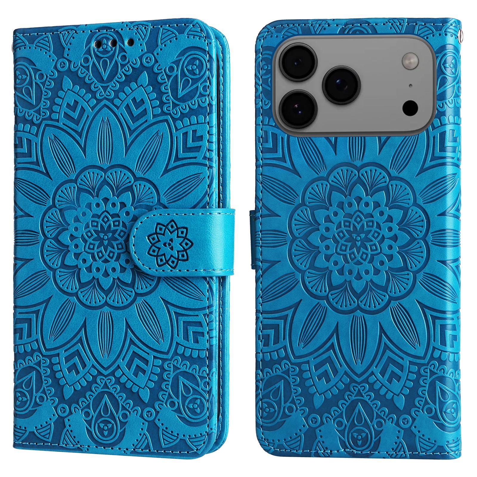 

For iPhone 17 Pro Max Case Sunflower Imprint Leather Wallet Phone Cover C