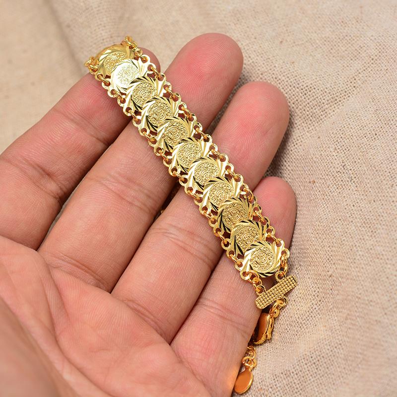 

Gold Color Coins Bangles&Bracelet for Women Men Money Coin Bracelet Islamic Muslim Arab Middle Eastern Jewelry African Gifts 20cm