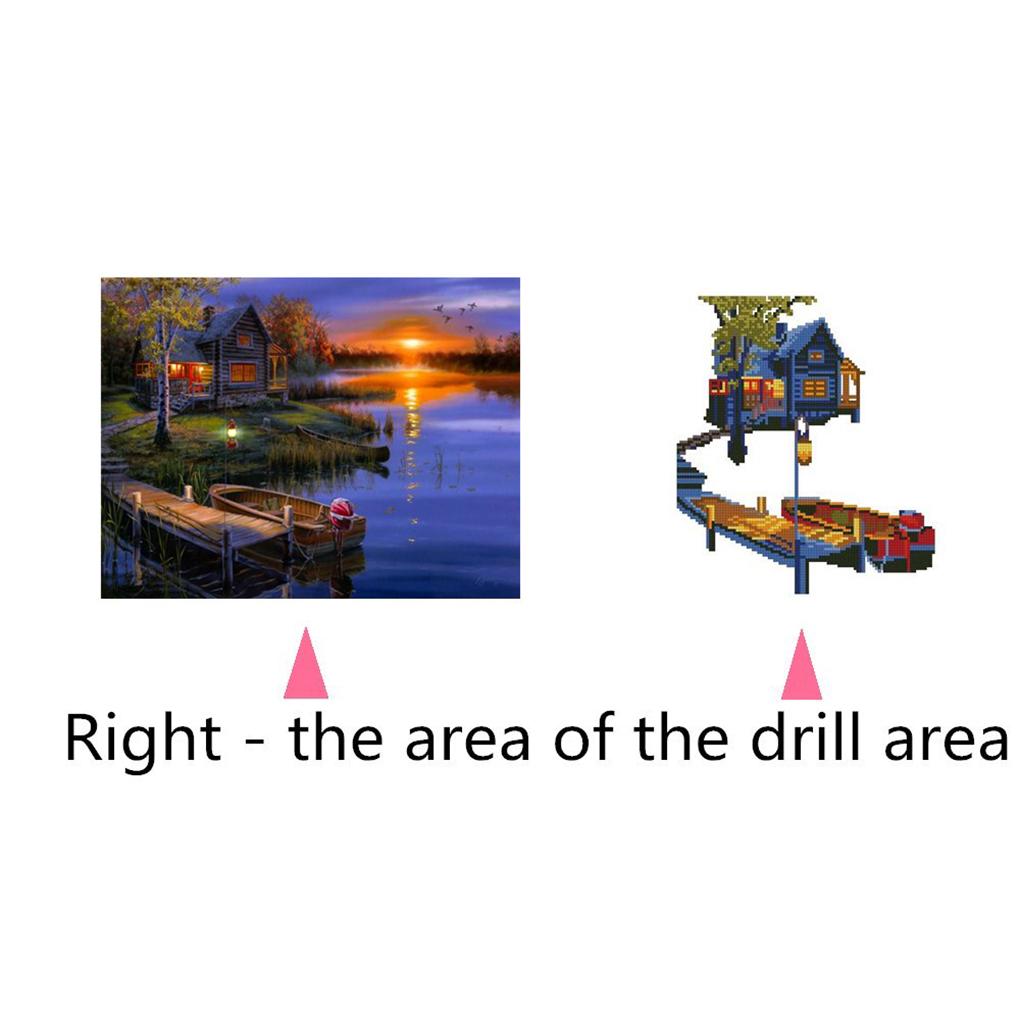 5D Sunset Lake House Rhinestone Stitch Crystal Scenery Embroidery Diamond Painting Room Decorative Resin Needlework