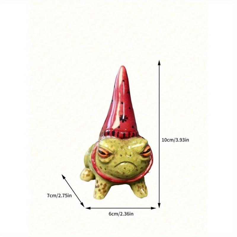 1pc Resin Frog Wearing Hat Christmas Ornament, Rustic Countryside Garden Patio Micro Decoration, Cute Animal Figurine, Suitable For Succulent Plants