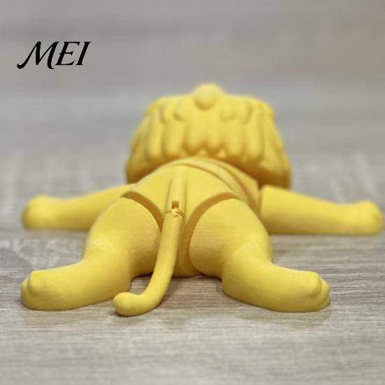 Fun Boredom Relief Toys 3D Printed Lying Lion Figurine with Movable Joints, Poseable Animal Joint Action Figures Model for Desk Decoration,