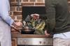 GLASS PROTECTIVE PLATE FOR STOVE 80x52 FLOWERS