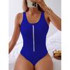 Bañador de una pieza con cremallera de color liso para mujer, que oculta la carne, adelgazante, bikini sexy para la playa