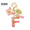 Keychain Pendant Pendant, Sequins Initial Letter Charm Key Chain with Butterfly Tassel Stainless Durable Steel Heart Design, A-Z Holder for Bag