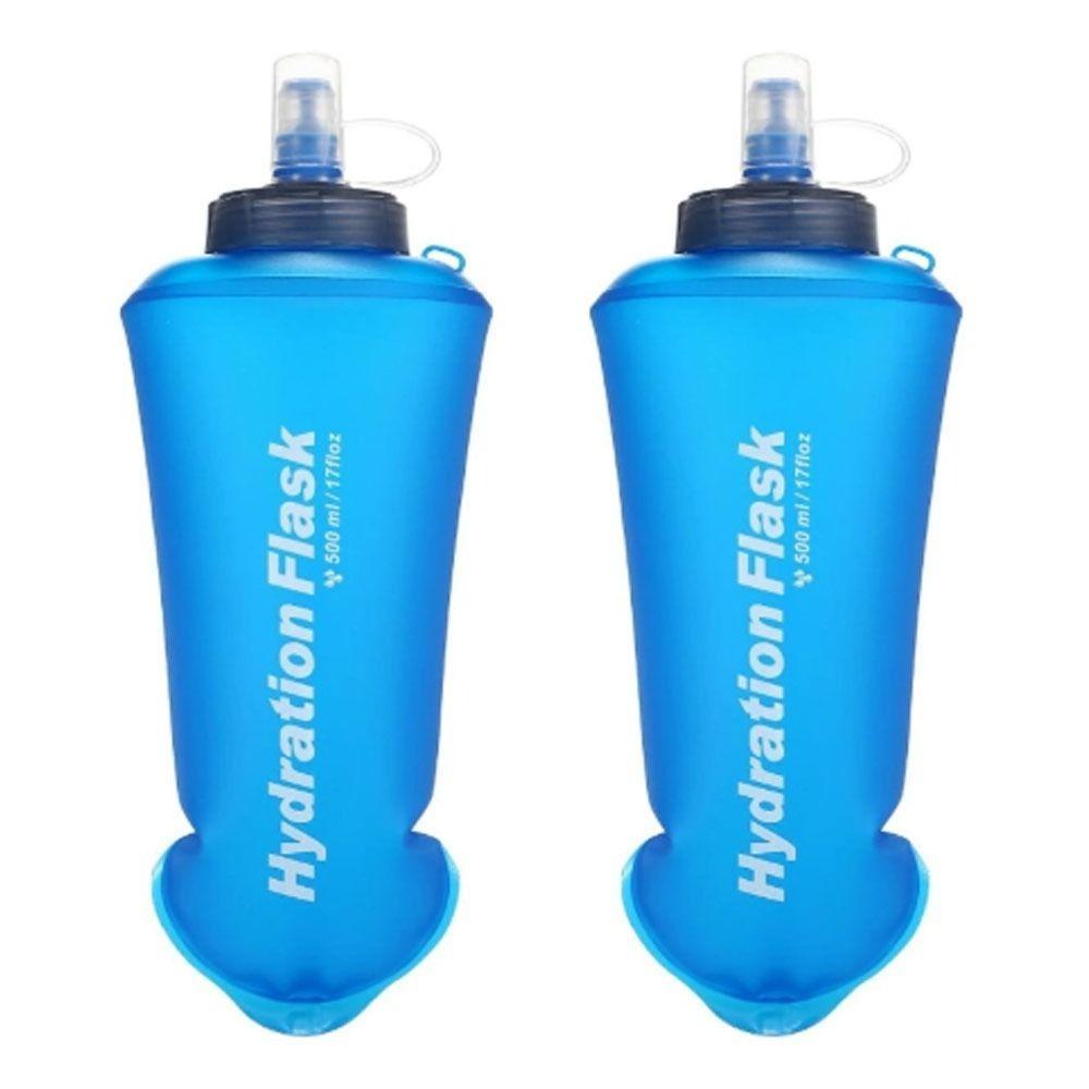 2 Pcs Blue Foldable Water Bottle 500ml Collapsible Water Bottle Portable Water Bottle Cycling синий