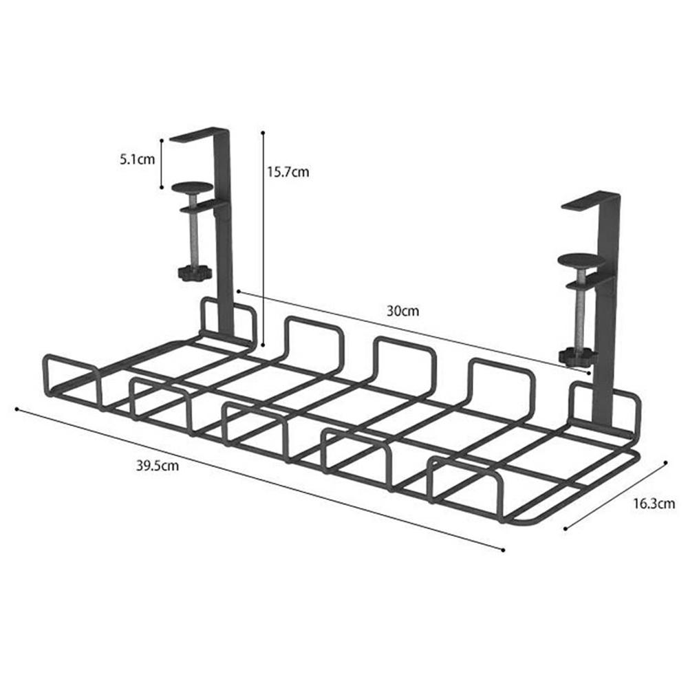 Under Desk Cable Management Tray Adjustable Wire Organizer No Drill Cord Holder for Office/Home