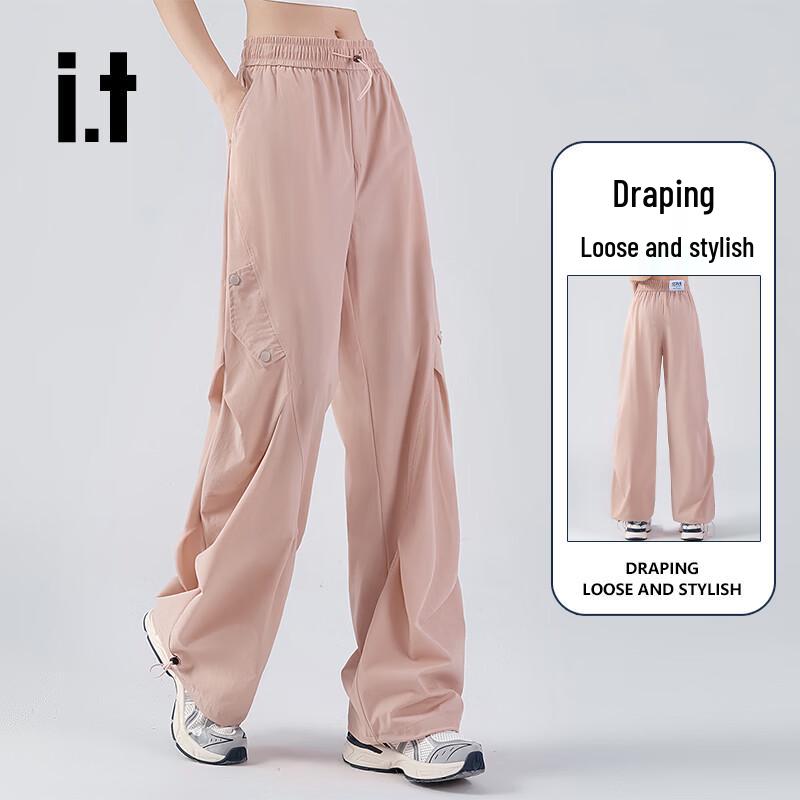 izzue Women's High-Waist Loose Wide-Leg Cargo Pants