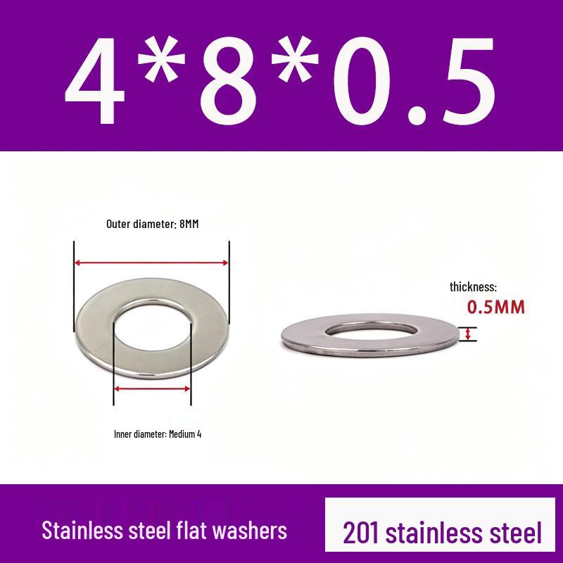 201 Stainless Steel Rust-proof Flat Washer - National Standard Hardware Fasteners with Complete Specifications, In Stock.