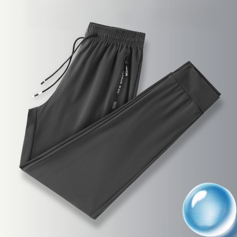 Ice Silk Pants Men's Summer Thin Quick-drying Sports Casual Pants Men's Mesh Loose Sag Nine Minutes Air Conditioning Pants Tide