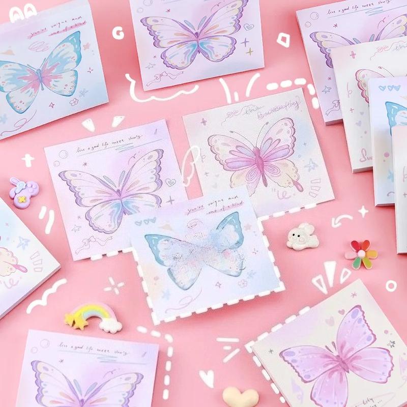 80sheet/pack Gradual Change Butterfly Sticky Note Book Korean Simple Note Book Sticker Base Material Office Accessories