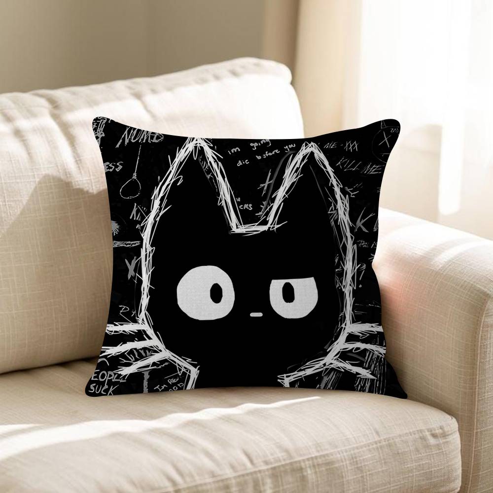 

Cool Black Cat GATOS Prints Personalized Pillow Dust Cover Bedroom Kids Party Decoration Pillowcase Birthday Children Gift 30x30 cm