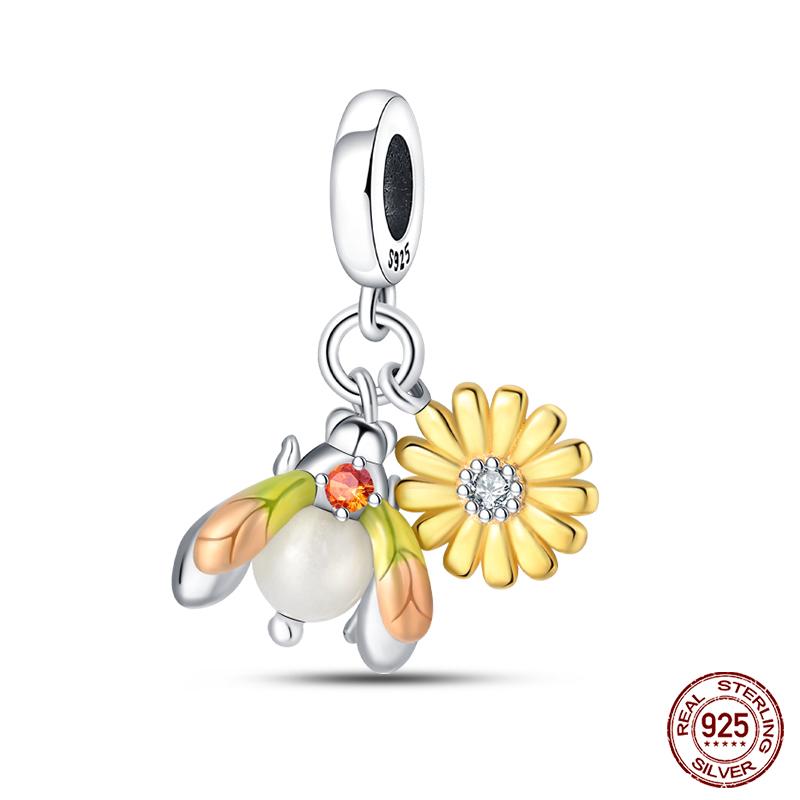 100% Copper Beautiful Spring Flowers Butterfly Firefly Charms Beads Fit Qikaola Original Bracelets Diy Jewelry