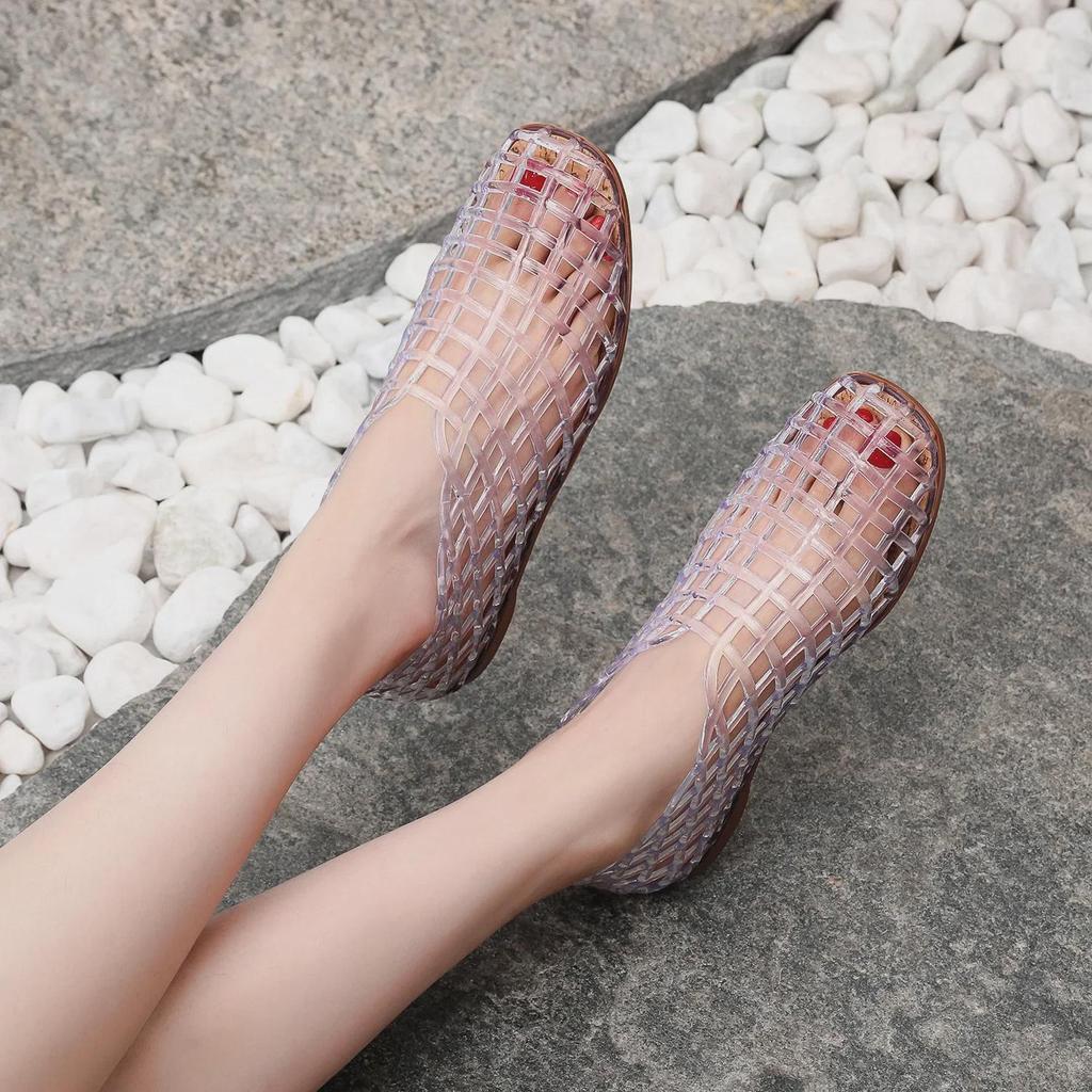 Women's Breathable Closed-Toe Jelly Sandals - Casual Summer Outdoor Flats