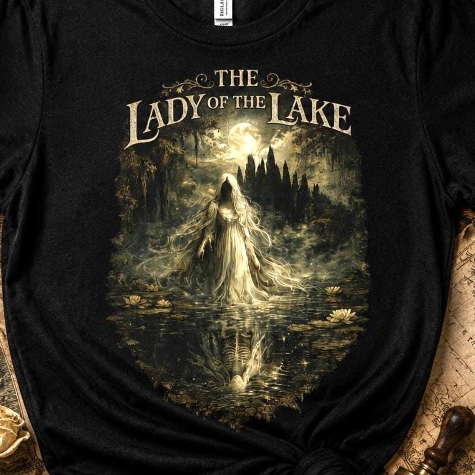 Lady of the Lake Shirt, Arthurian Legend Fantasy Tee, Dark Academia Mythology Shirt, Gothic Fairycore Medieval Graphic Apparel L