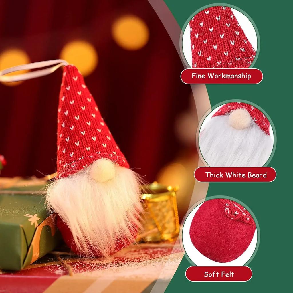 10 Pcs Random Color Christmas Zhuru Pendant Plush Doll, Manual Decoration, Swedish Gnome, Santa Holiday Decor