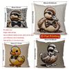 2D Adorable Duck Bow-Tie Pattern Pillow Covers Pattern Cushion Cover Suitable For Sofa Bedroom Car Pillow Cover