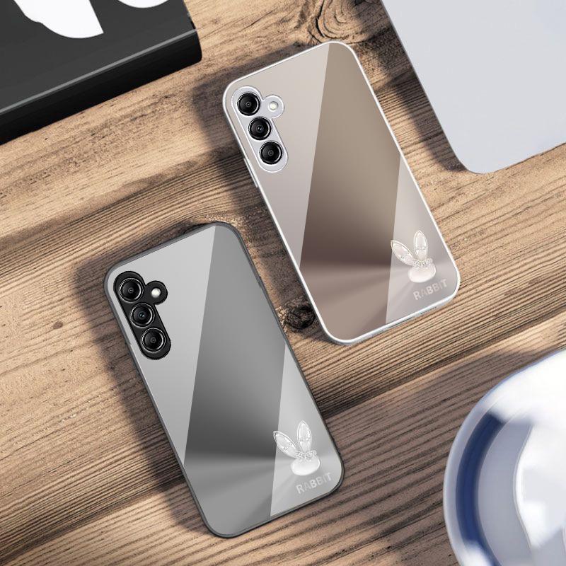 A Cute Light Blue Rabbit For Samsung A73 72 71 A70 56 55 54 A53 52 51 50 42 A35 A34 33 32 31 26 25 24 23 22 30 Glass Phone Case