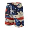 Men Drawstring Waist Shorts with Flag Print Elastic Adjustable Waistband Breathable Lightweight Fabric Casual Fit for Daily Wear