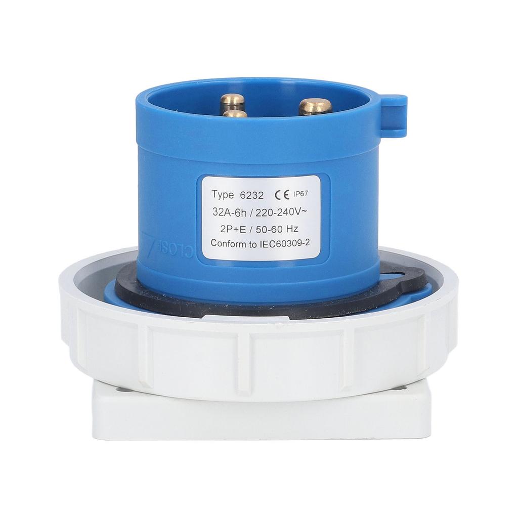 Industrial Socket IP67 Waterproof Brass Contact Aviation Connector 2P+E 32A 220240V