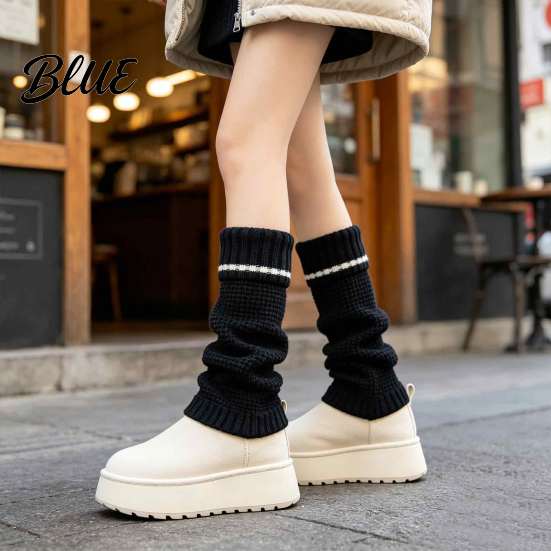 Autumn And Winter Calf for Leg Warmers Women's Knitted Fashion Socks Thickened Ribbed Boots Elastic