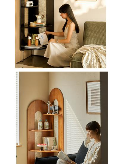 Chinese Solid Wood Corner Cabinet: Retro Bookcase & Sideboard Storage for Living Room