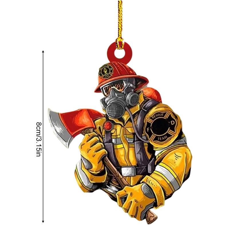Kreativer Feuerwehrmann Mantel Auto Anhänger Weihnachtsbaum Dekoration Holz Feuerwehrmann Uniform Hängende Verzierung Für Auto Haus Weihnachten Souvenir Geschenk
