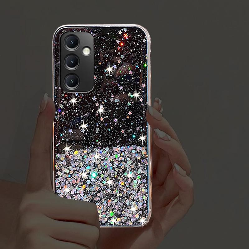 Candy Color Glitter Soft Sequins Stars Case For Samsung Galaxy A05 A05S A25 A04S A14 A24 A34 A54 M14 M34 M53 5G 4G S21 S22 S23 Ultra PLus FE Cover