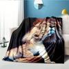 Coperta in Pile con Motivo Leone e Cucciolo Leone Tema Natura Selvaggia Morbida Calda Plaid Decorazione d'Interni Copertura per Letto per Casa 50X80