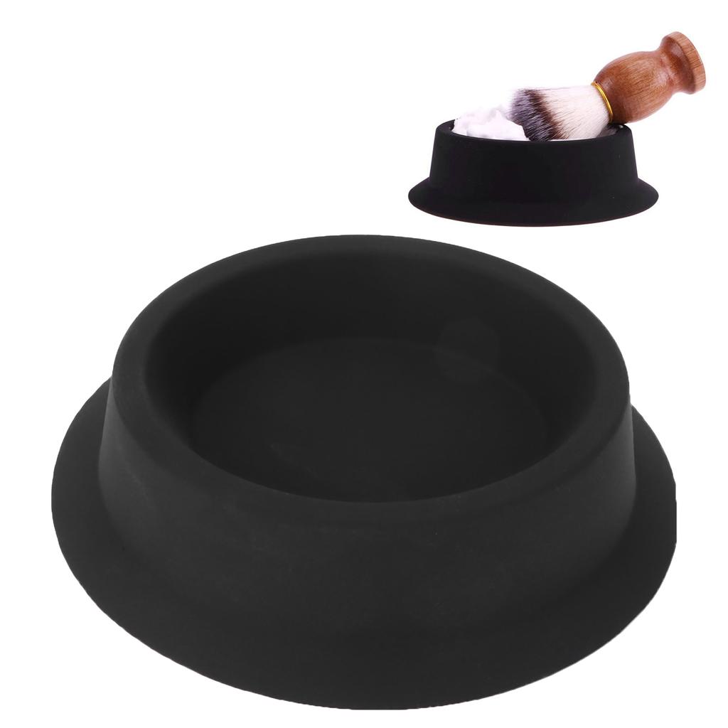 Silicone Shaving Bowl Home Hair Salon Portable Shaving Soap Cream Foaming Bowl (Black)