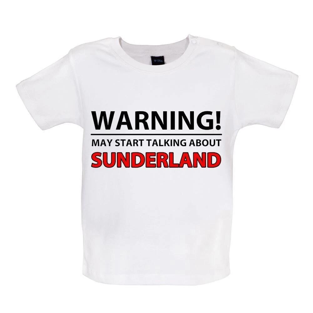 Warning May Talk Sunderland - Baby Kids Boys Girls Unisex T-Shirt / Babygrow - Black Cats Love Team 150