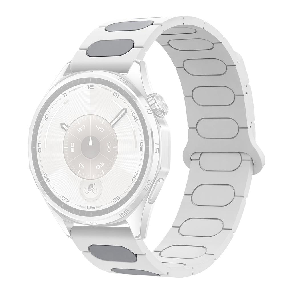 22mm Oval Design Magnetic Strap for Huawei Watch GT 6 Pro 46mm/Oppo Watch X/X2/4 Pro Silicone Watch Band Dual Color