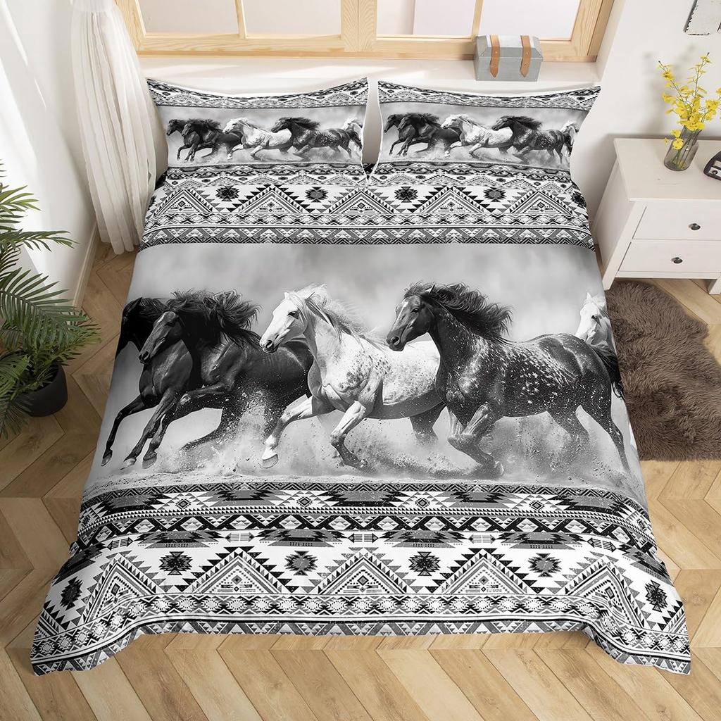 Horse Duvet Cover Sets For Kids Teens Comforter Covers Queen King Size Lightweight Down Room Decor 2 Pillowcases 1 Duvet Cover