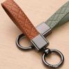 Luxury PU Leather Plaid Keychain Women Men Key Chain Accessories Car Key Ring Minimalist Style Key Holder Gift