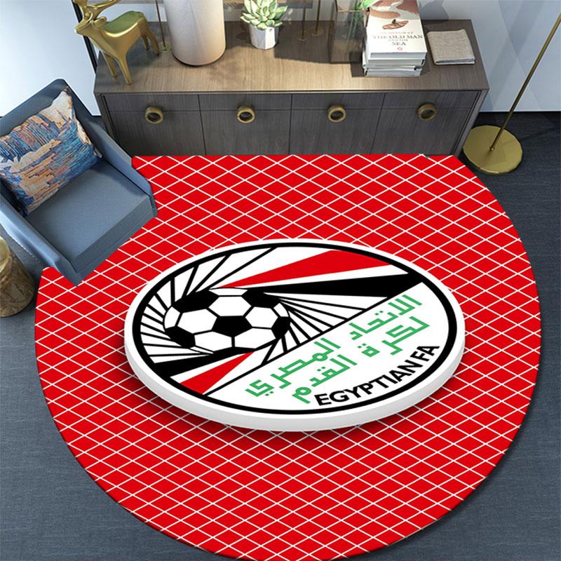 Egypt national football logo Round Rug, Non Slip Washable Circular Carpet For Living Room Bedroom Playroom, Sports Fan Decor, Holiday Birthday Gift