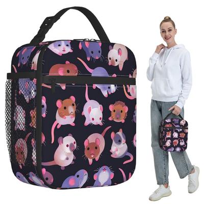 Fancy Rat - Dark Insulated Lunch Bag for Women Office Cooler Thermal Food Box Tote Leakproof Lunch Boxes Container