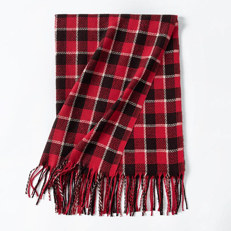 Vintage Maillard scarf women's high-end sense versatile, warm and thickened atmosphere, winter couple plaid scarf