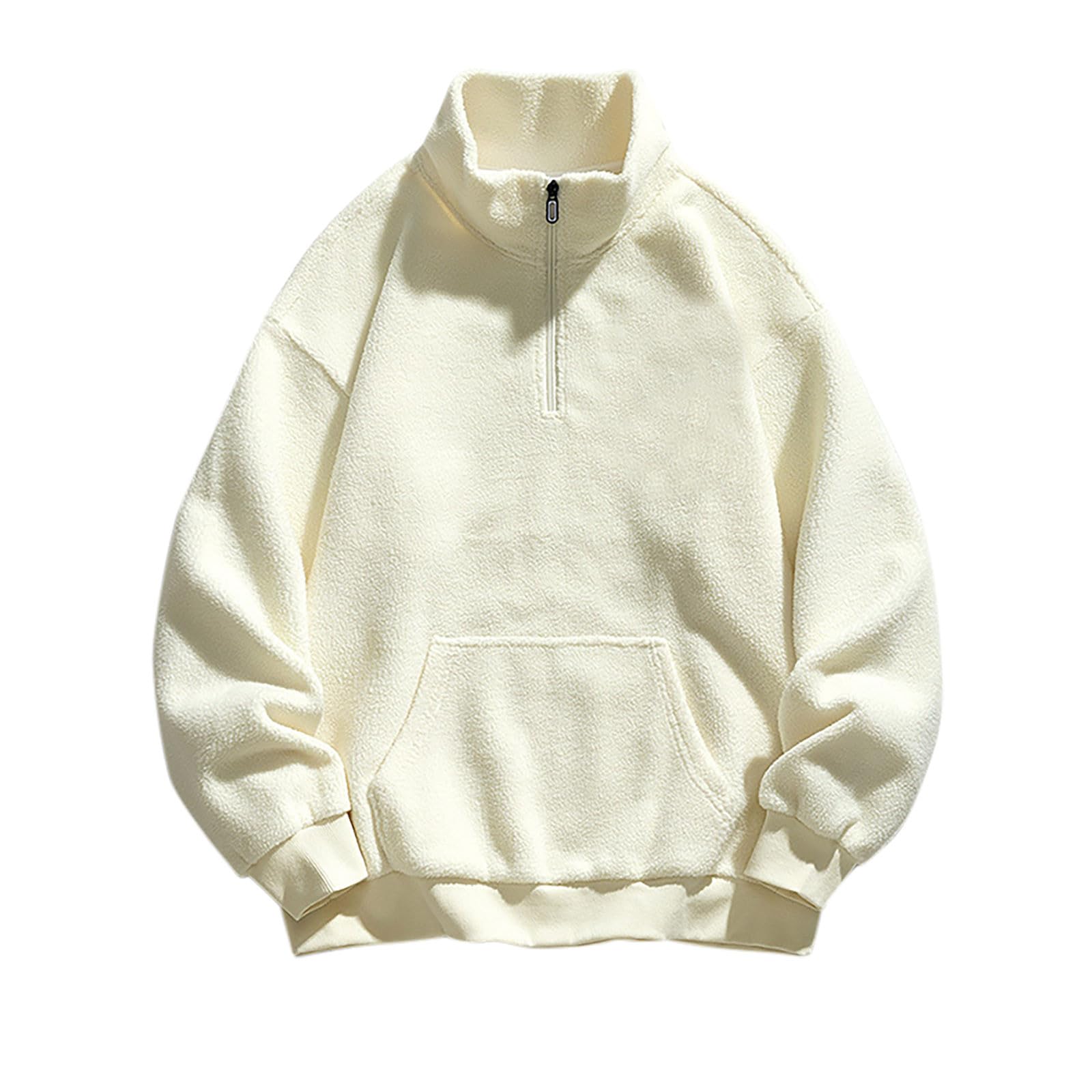 

Men s Casual Solid-color Long-sleeved Sports Sweatshirt, Men s Fleece Warm Semi-zippered Pullover Sweatshirt XL бежевый