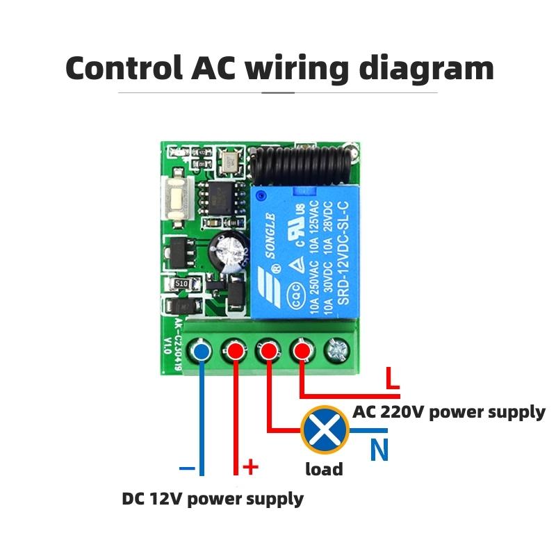 433Mhz Universal Wireless Remote Control Switch DC 12V 1CH Relay Receiver Module RF EV1527 Learning Code Transmitter