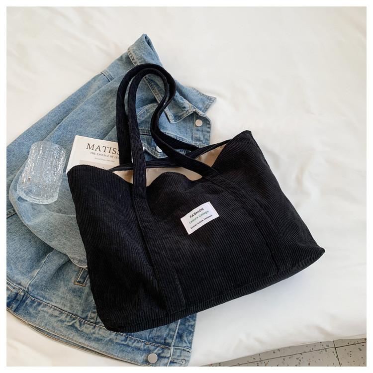 Borsa in Tela con Motivo a Lettere per Donna Accessorio Moda Stile di Strada