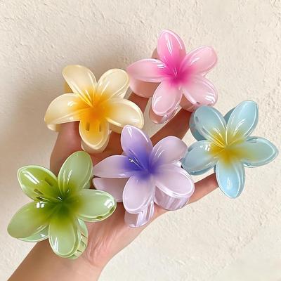 Gradient Laser Zweifarbig Plumeria Haarknoten-Klammer