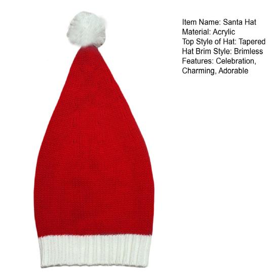 Santa Hat for Adults Kids Soft Knitted Christmas Hat Classic Red Parent-Child Skull Cap with Pompom for Xmas New Year Party Supplies