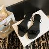 Fashion famous fabric bowtie flat sandals women black ankle strap gladiator sandalias mujer elastic band sandalias de mujer verano 2025